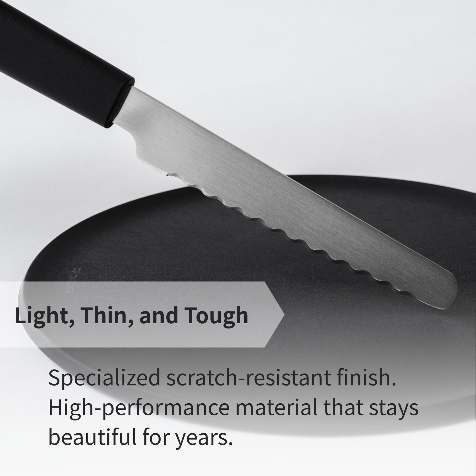 CHOPLATE paired with a matching CHOPLATE knife, essential high-quality kitchenware made in Japan.